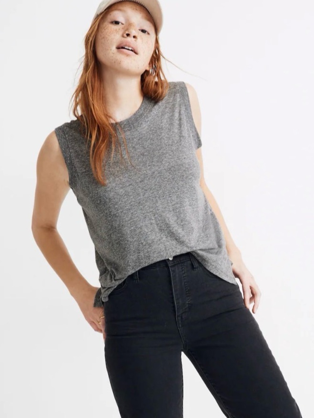 Madewell Rivet & Thread Heather Grey Ex-Boyfriend Muscle Tank Top Size Small